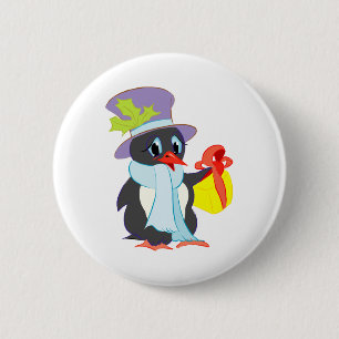 Weihnachtspinguin Button