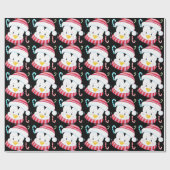 Weihnachtspinguin Cartoon Zuckerrohrmuster schwarz Geschenkpapier (Flach)