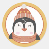 Weihnachtspinguin Classic Round Sticker (Vorderseite)
