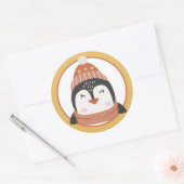 Weihnachtspinguin Classic Round Sticker (Umschlag)