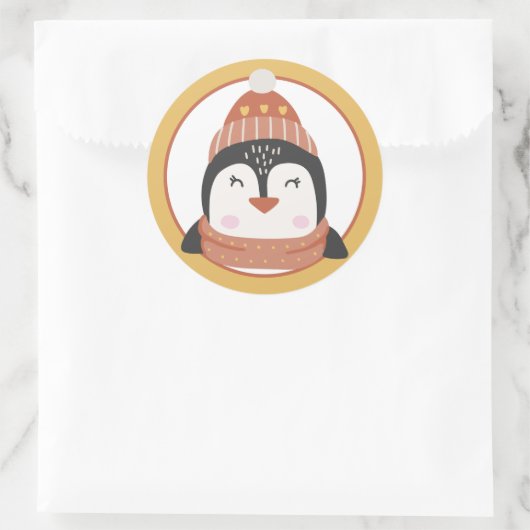 Weihnachtspinguin Classic Round Sticker (Tasche)