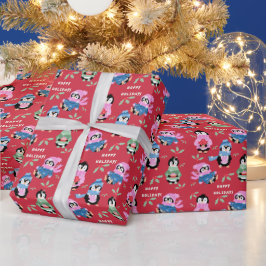 Weihnachtspinguin-Crew Rote Festtagsverpackung Geschenkpapier