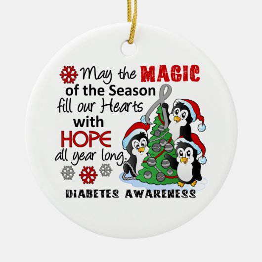 WeihnachtsPinguin-Diabetes Keramik Ornament (Vorne)