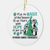 WeihnachtsPinguin-Eierstockkrebs Keramikornament (Links)