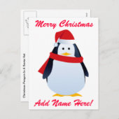 Weihnachtspinguin einer Weihnachtsmannmütze Feiertagspostkarte (Vorne/Hinten)
