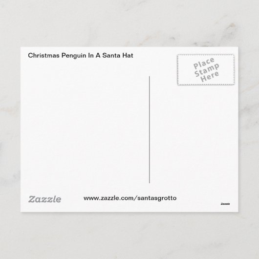 Weihnachtspinguin einer Weihnachtsmannmütze Feiertagspostkarte (Rückseite)