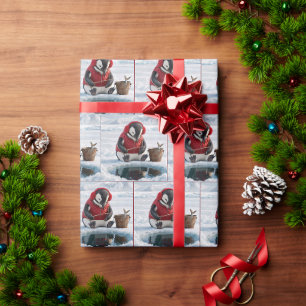 Weihnachtspinguin Eisangeln auf einem arktischen G Geschenkpapier