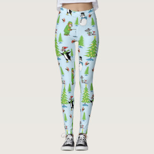 Weihnachtspinguin Eislaufen und Bärenfischer Leggings