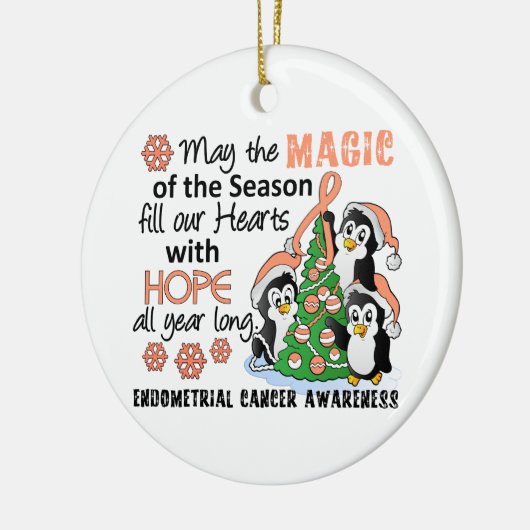 WeihnachtsPinguin-Endometrial Krebs Keramikornament (Links)