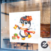 Weihnachtspinguin Fensteraufkleber (Café-Fenster)