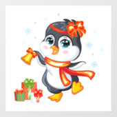 Weihnachtspinguin Fensteraufkleber (Blatt)