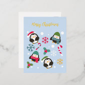 Weihnachtspinguin Folien Feiertagspostkarte (Vorderseite/Rückseite)