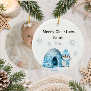 Weihnachtspinguin Foto Winter Kind Keramik Ornament