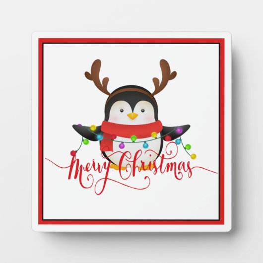 Weihnachtspinguin Fotoplatte (Vorderseite)