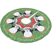 WeihnachtsPinguin-frohe Weihnachten Polyester Weihnachtsbaumdecke (Schrägansicht)