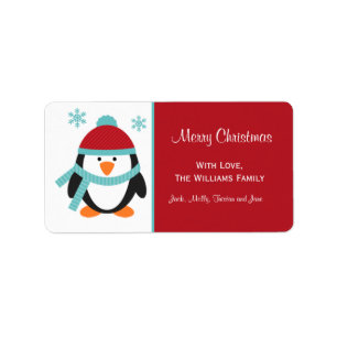 WeihnachtsPinguin-Geschenk-Umbau-Aufkleber Adressaufkleber