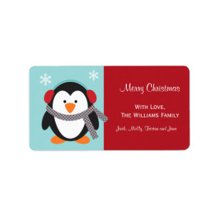 WeihnachtsPinguin-Geschenk-Umbau-Aufkleber Adressaufkleber
