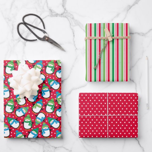 Weihnachtspinguin Geschenkpapier Set (Vorderseite)