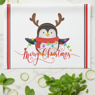 Weihnachtspinguin geschirrtuch