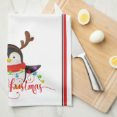 Weihnachtspinguin Geschirrtuch (Viertel Falte)