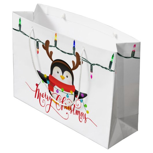 Weihnachtspinguin Große Geschenktüte (Rückseite Schrägansicht)