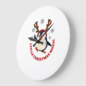 Weihnachtspinguin Große Wanduhr (Winkel)
