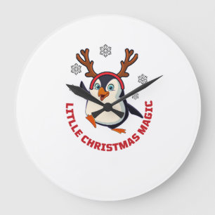 Weihnachtspinguin Große Wanduhr