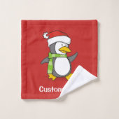 Weihnachtspinguin im Schnee Badhandtuch Set (Waschlappen)
