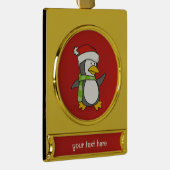 Weihnachtspinguin im Schnee Banner-Ornament Gold (Rechts)