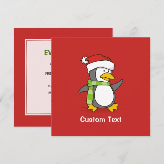 Weihnachtspinguin im Schnee Einladung (Vorne/Hinten)