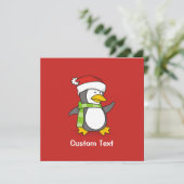 Weihnachtspinguin im Schnee Einladung (Stehend Vorderseite)