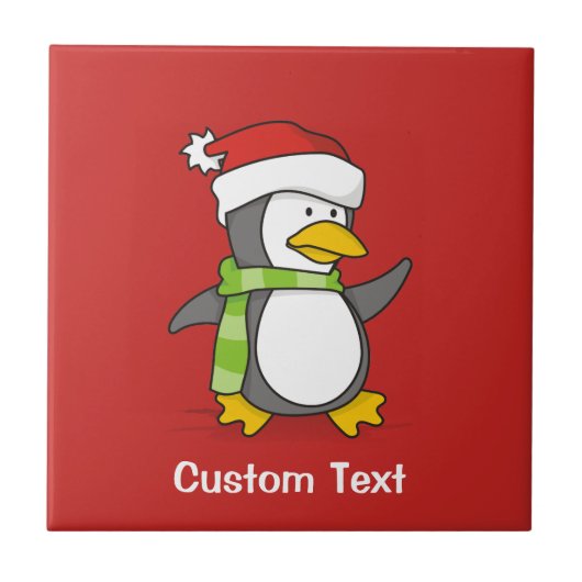 Weihnachtspinguin im Schnee Fliese (Vorderseite)