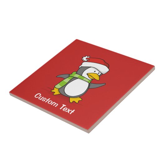 Weihnachtspinguin im Schnee Fliese (Seite)