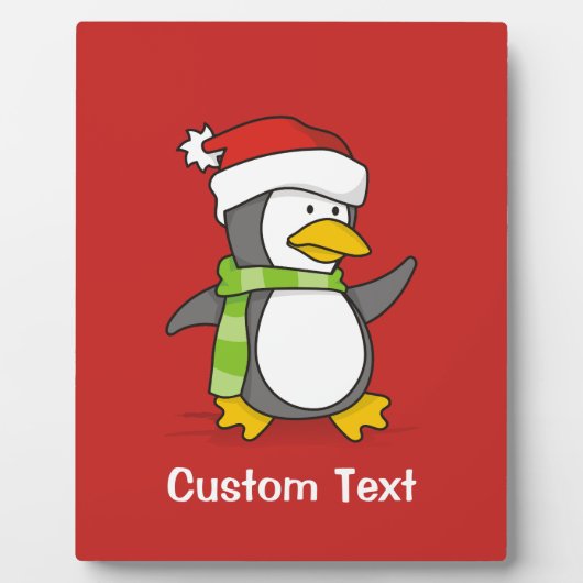 Weihnachtspinguin im Schnee Fotoplatte (Vorderseite)