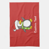 Weihnachtspinguin im Schnee Geschirrtuch (Vertikal)