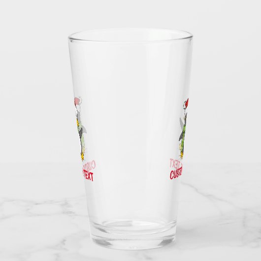 Weihnachtspinguin im Schnee Glas (Links)