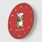 Weihnachtspinguin im Schnee Große Wanduhr (Winkel)