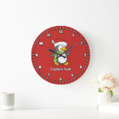 Weihnachtspinguin im Schnee Große Wanduhr (Zuhause)