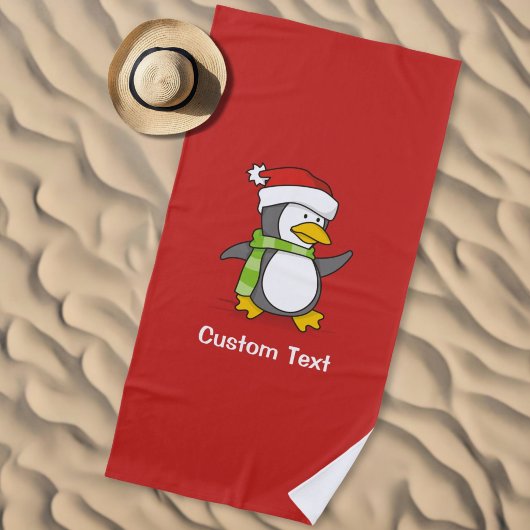 Weihnachtspinguin im Schnee Strandtuch