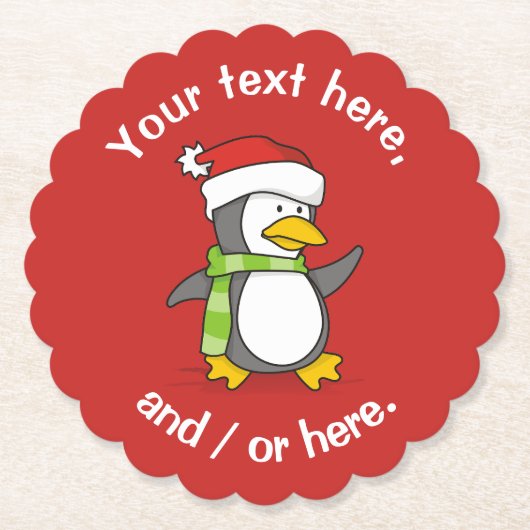 Weihnachtspinguin im Schnee Untersetzer (Vorderseite)