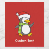 Weihnachtspinguin im Schnee Weinetikett (Einzelnes Label)