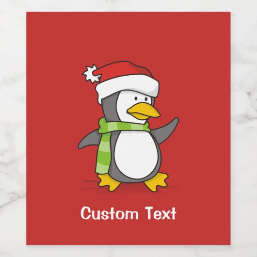 Weihnachtspinguin im Schnee Weinetikett (Einzelnes Label)