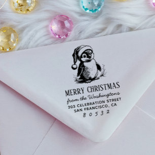 Weihnachtspinguin im Vintage-Stil mit Weihnachtsma Permastempel