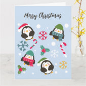 Weihnachtspinguin Karte (Gelbe Blume)