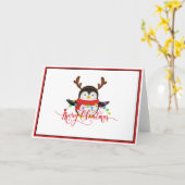 Weihnachtspinguin Karte (Gelbe Blume)