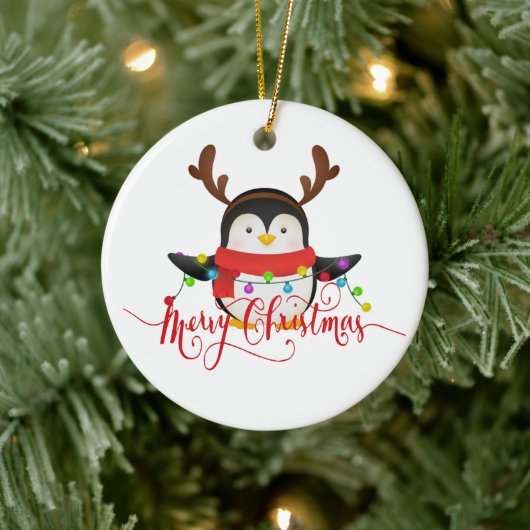 Weihnachtspinguin Keramik Ornament (Baum)
