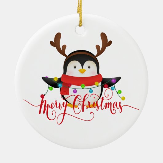 Weihnachtspinguin Keramik Ornament (Hinten)