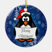 Weihnachtspinguin Keramik Ornament (Vorne)