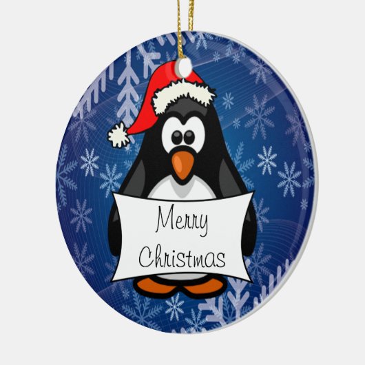 Weihnachtspinguin Keramik Ornament (Links)