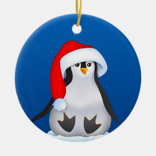 Weihnachtspinguin Keramik Ornament (Vorne)